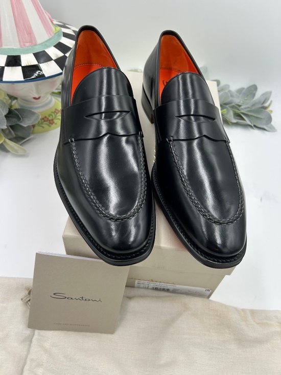 Men’s Santoni Black Santoni Penny Loafers. Size 12.5 US. Made in Italy. main image 6